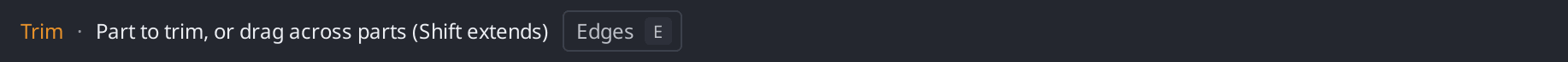 The context bar while the Trim command runs, showing its prompt and the Edges, All objects and Undo options